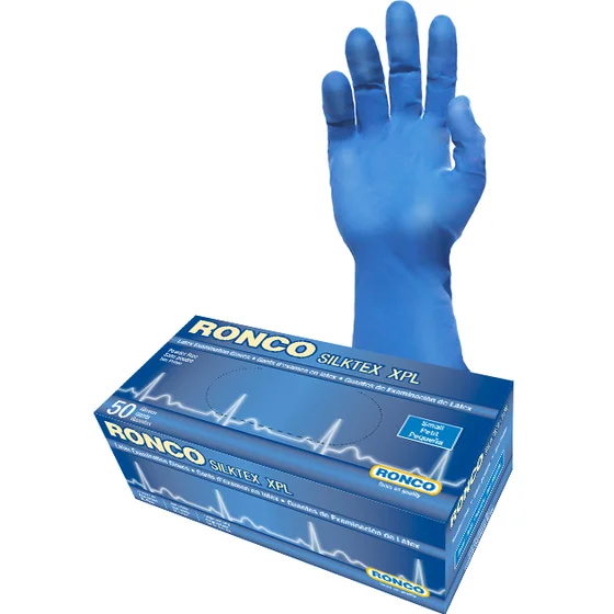 Blue Latex Examination Gloves, Extra Long, 13 Mil
